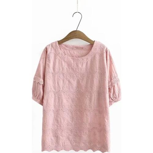 Plus Size L-4XL Women Elegant t-shirtsShort Sleeve Summer Tops Ladies Officewear Vintage women shirts