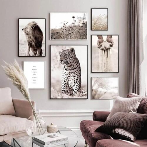 Hand Sand Poster Reed Nature Canvas Art Lion Animal Posters Nordic Landscape Decorative Prints Wall Painting Living Room Decor