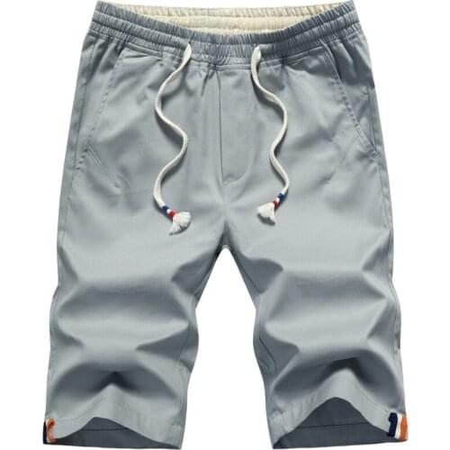 Men Cotton Shorts Summer Overalls Short Pants Fashion Loose Elastic Waist Beach Shorts Larger Size 5XL Straight Knee Length Pant