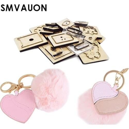 SMVAUON Handmade Leather Goods Pattern Wood Die Cutting Diy Heart-Shaped Love Key Chain Leather Pendant