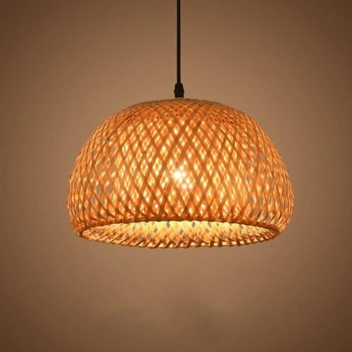 Modern bamboo Pendant lamp handmade Weaving Wood knitted 2 layers Pendant Light For Parlor Study Hotel dinning Room Lamps G004