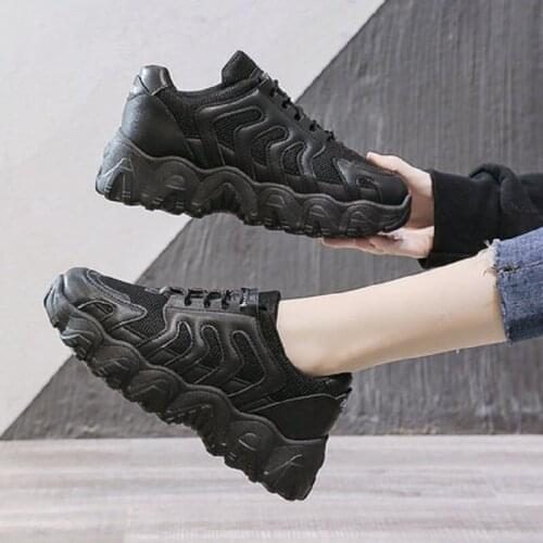 Sports white shoes womens shoes beige autumn 2020 new all-match student thick-soled increased single shoes