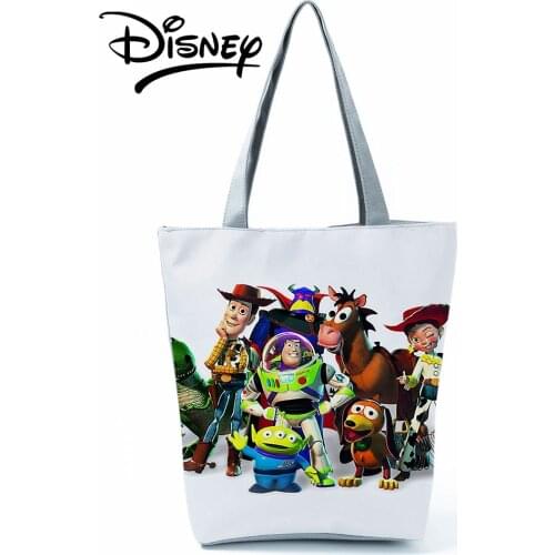 Disney Toy Story Printed Handbag Cartoon Women Shoulder Bag High Capacity Reusable Shoppaing Bag Travel Beach Tote Dropshipping
