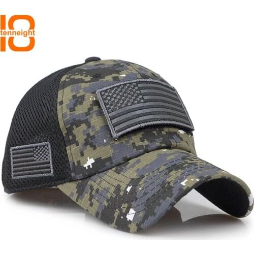 TENNEIGHT Army Camouflage Baseball Cap truck Tactical US patch baseball cap Outdoor Hunting Jungle cap Airsoft Hiking Hats