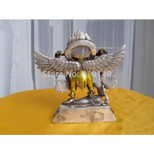 Tibetan Silver Buddhist bronze Garuda statue bouddha statue