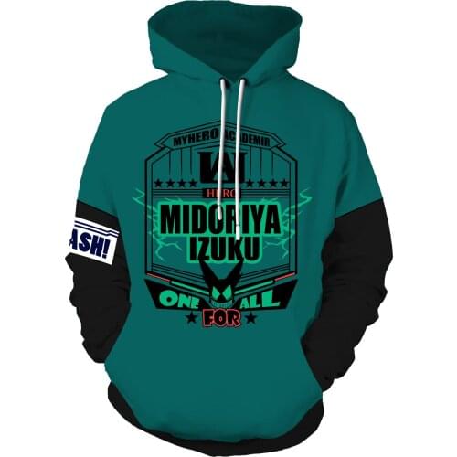 My Hero Academia Hoodie Sweatshirts Midoriya Izuku Bakugou Katsuki All Might 3D Hoodie Pullovers Csopaly Jacket &Adult Size