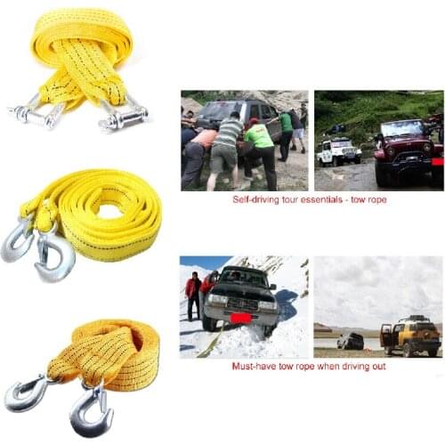 4/3Meter Heavy Duty 5/3Tons Tow Cable Car Towing Cable Snatch Strap Pull Rope Heavy Duty Road Truck Pulling Rope with Iron Hooks