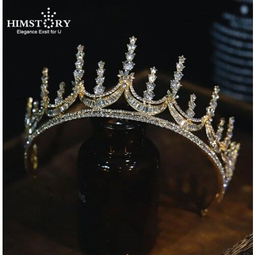 Himstory Queen Princess Bride Crown Crystal Tiara Hair Jewelry Pageant Headband Bridal Wedding Hairband Head Jewelries