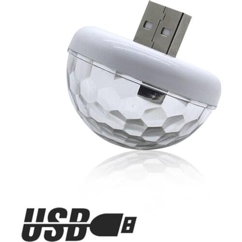 Interior Car Lights Sound Activated RGB Colorful LED Atmosphere Lighting 3-color USB Charging Mini Car DJ Stage Light Ball