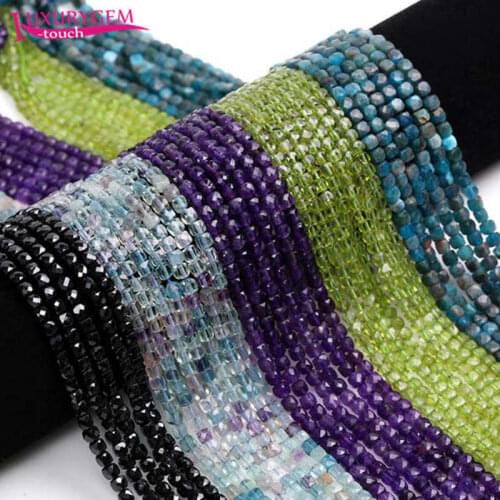 High Quality 4mm Natural Stone Faceted Cube Shape Loose Spacer Beads DIY Gem Jewelry Accessory 38cm sk85