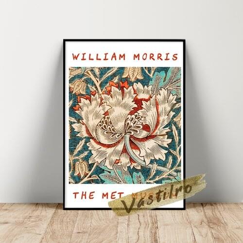William Morris The Met Museum Exhibition Poster, Nordic Floral Wall Picture, Plant Pattern Home Canvas Prints, Retro Wall Decor