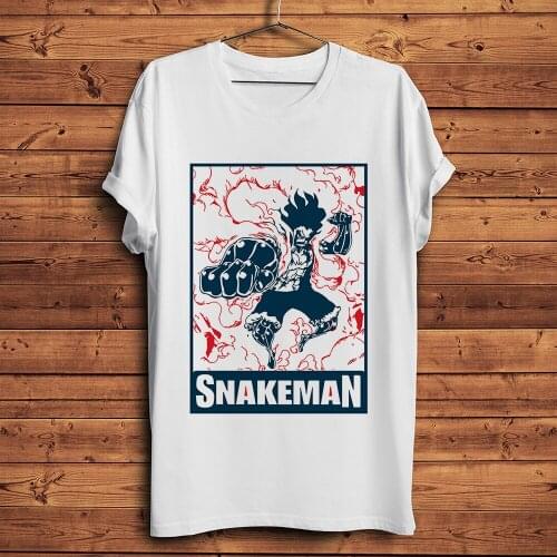 ONE PIirate Lufy snakeman funny anime tshirt men new white short sleeve homme casual t shirt unisex Japan manga streetwear tee
