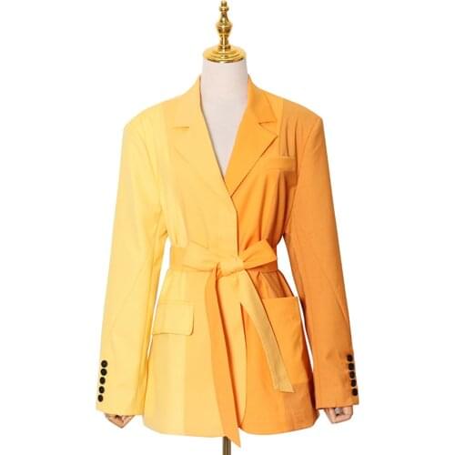 Designer Blazer Womens Blazer Jacket Top Female Sexy Blazer Jacket Female Sashes Casual Blazer Coat Colorful