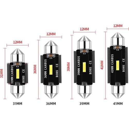 1pc super white CSP Chips Canbus C5W C10W Led Bulb 31mm 36mm 39mm 41mm Car Festoon Light Interior led Dome Reading Lights