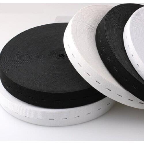 20mm/2cm DIY Sewing Accessories Button Hole Knit Elastic Bands Ribbon Tape White/Black Wire Webbing