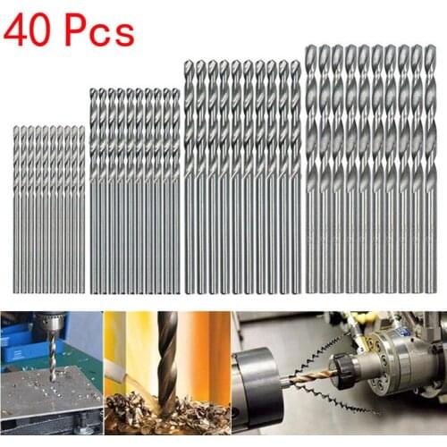 40Pcs Titanium Coated Drill Bits HSS High Speed Steel Drill Bits Set Tool 0.5-2.0mm HSS Power Tools Twist Drills