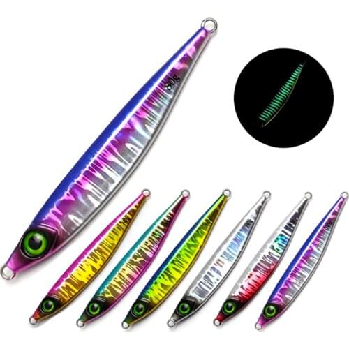 5PCS Glow Slow Jigging Metal Jig Deep sea Night Fishing Jigging Lure Jigbait spoon baits 40g 60g 80g 100g 150g 200g