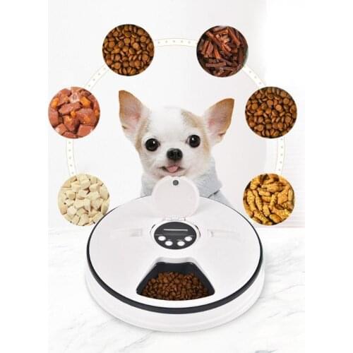 Automatic Pet Feeder Timing Feeder 6 Meals 6 Grids Cat Dog Electric Dry Food Dispenser Bowl Feed 24 Hours Timer Music Remind