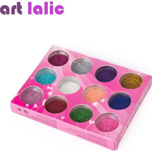 Nail Glitter Powder Dust 3d Tip Rhinestone Manicure Tools Paillettes Ongles Nail Art Polish Nail Glitter 12 Bottle/set