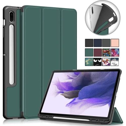 Coque For Samsung Tab S7 fe S7 Plus Case 12.4" Folding Magnetic Cover Tablet Funda For Galaxy Tab S7 FE Case With Pencil Holder