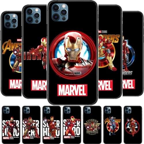 Iron Man black Anime Phone Cases cover For iphone 11 Pro Max case 12 8 7 6 S XR PLUS X XS SE 2020 mini mobile cell shell funda