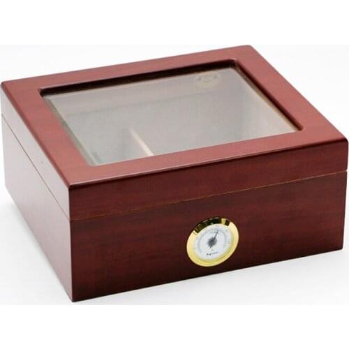 Cohiba High-end Cedar Wood Glass Visible Cigar Humidor W/Humidifier Hygrometer Tobacco Smoking Tool Aprox 50pcs Big Capacity
