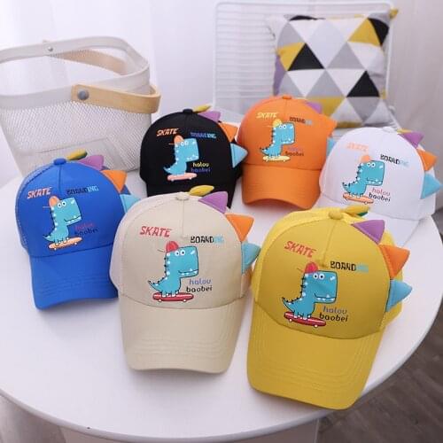 2021 Childrens Little Dinosaur Tennis Cap Summer New Cartoon Baseball Cap Cute Boy Girl Sun Hat