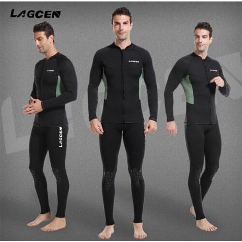 LAGCEN 2.5mm Neoprene Wetsuit Men Long sleeve Diving suit Male Surfing Snorkeling Scuba Spearfishing Winter thermal Swimsuit