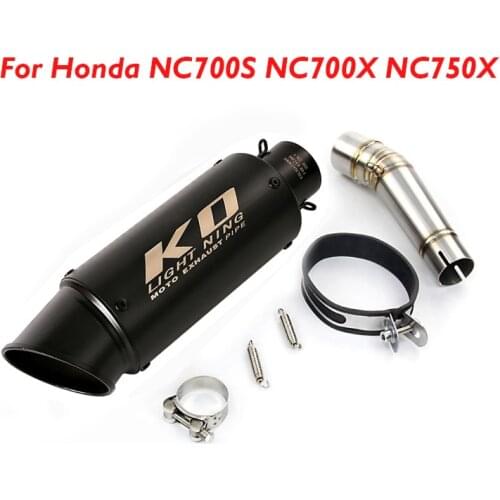 Motorcycle Exhaust Pipe Muffler Escape Tip Silencer Slip on 51mm Link Pipe Middle Mid Tube for Honda NC700 NC700S NC700X NC750X