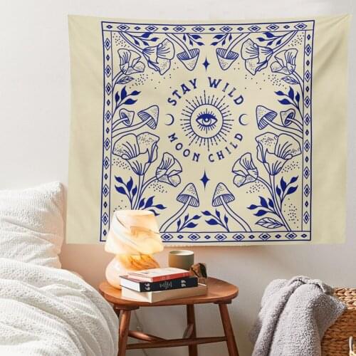 Botanical Wildflower Tapestry Wall Hanging Flower Mushroom Plants Bohemian Tapestries Psychedelic INS Home Decor College Dorm