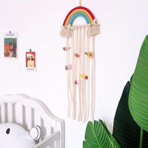 Tapestry Nordic style hand-woven children hair accessories storage belt rainbow wall hanging background wall decoration tapestry