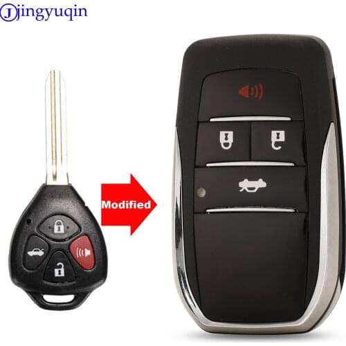 Jingyuqin Modified 4 Button Car Key Shell Case For Toyota Corolla Yaris Prado Tarago Camry RAV4 REIZ Crown Avalon Venza