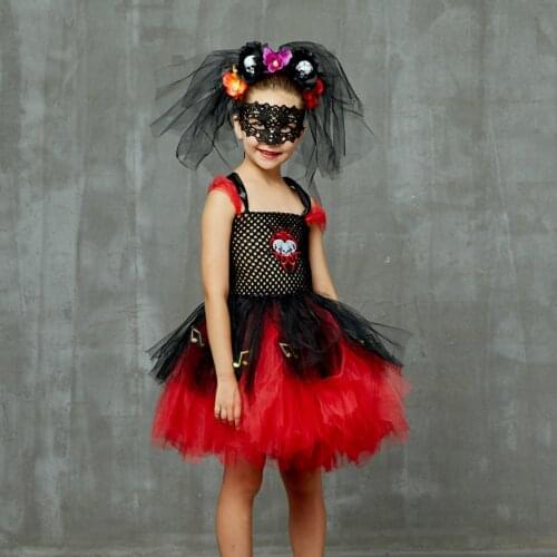 Girls Dead Bride Halloween Costume Dress Baby Scary Skull Costumes Kid Zombie Ghost Cosplay Outfit Horror Witch Dresses Disguise