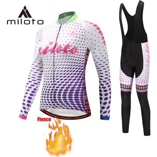 Miloto Winter cycling suits women Cycling Jersey Set Mountain Bicycle Thermal Fleece Clothing Suit Triathlon Clothes Uniform Kit