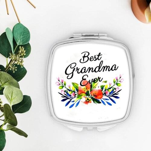 Best grandma Ever Cosmetic bag mirror Mothers Day birthday Christmas New Year Thanksgiving retirement baby shower present Gift