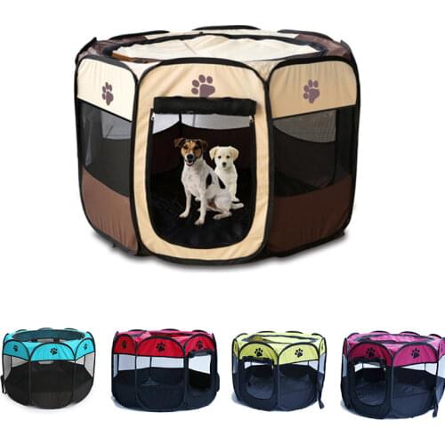 Pet Dog Playpen Tent Crate Room Foldable Puppy Exercise Cat Cage Waterproof Outdoor Two Door Mesh Shade Cover Nest Kennel