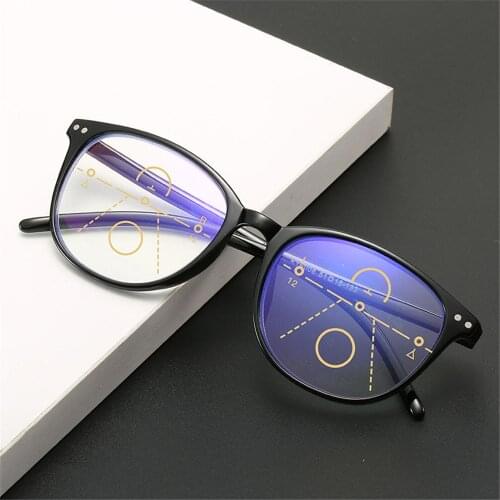 Progressive Multifocal Reading Glasses Blue Light Blocking Computer Glasses for Men Women Spring Hinge Readers Eyewear+1.0~+4.0