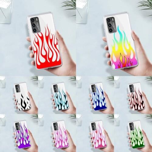 Red Flame Fitted Fire Phone Case Transparent For Huawei 8 7 6 5 4 3 2 pro SE i E Soft TPU Clear Mobile Bags Coque shell funda