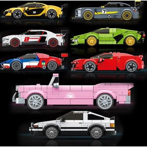 Technique City Speed Champions Sets Racing Model Building Kits Brick MOC Toys Garage Great Super Pink Car Friends Sports Vehicle