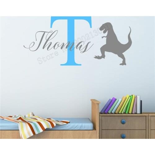 Wall Decoration Dinosour Personalized Name Mural Playroom Children Decal Design Removeable Poster Beauty Nursery Ornament LY365