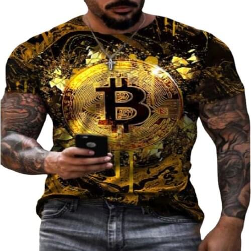 2021 Summer New Fashion Mens Tshirt Bitcoin 3D Cool Print Short Sleeve O-neck Loose Top Casual Streetwear T-shirt For Male S-3XL