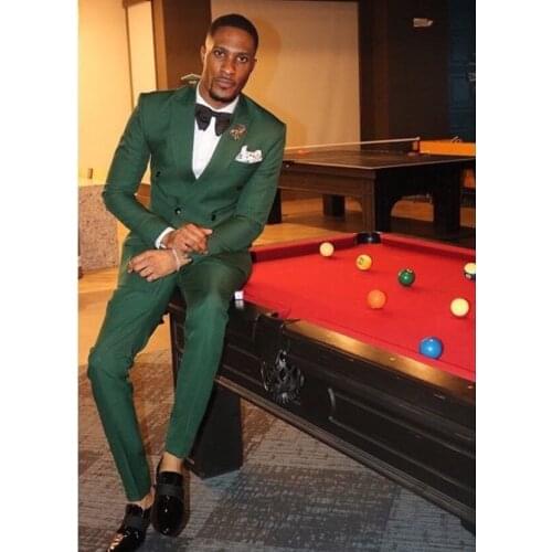 New Arrival Groomsmen Greeen Groom Tuxedos Peak Lapel Men Suits Wedding Best Man Blazer ( Jacket+Pants+Tie ) C522