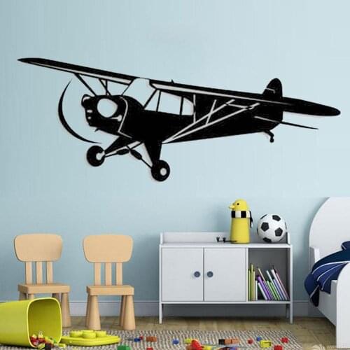 Piper J-3 Cub Airplane Decal Aviation Pilot Plane Sticker Art Wall Stickers Vinyl Decals Home Mural Removable DK-125