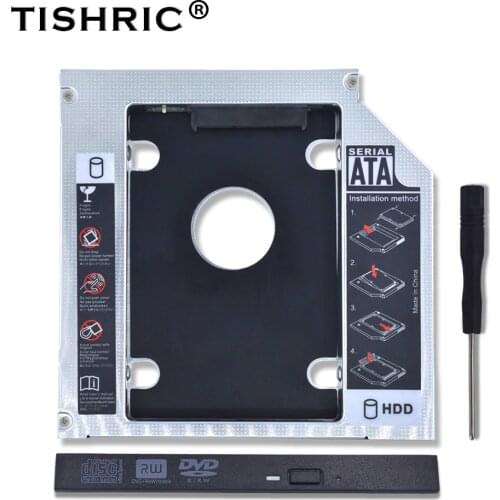 TISHRIC 2018 Aluminum 2nd HDD Caddy 12.7mm SATA 3.0 CD DVD to HDD For 2.5'' SSD HDD Case Enclosure CD-ROM Optibay