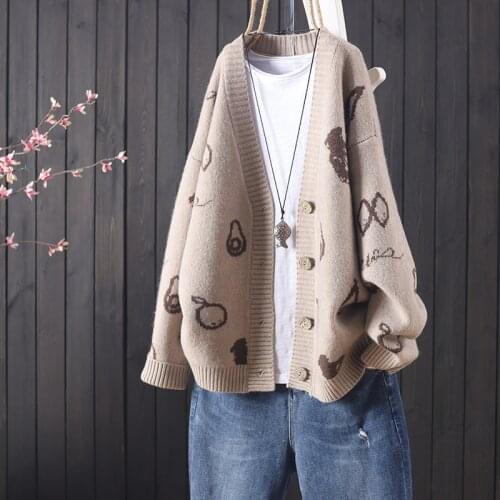 Korean style casual long-sleeved sweater cardigan jacket womens knit sweater spring and autumn new loose all-match blouse