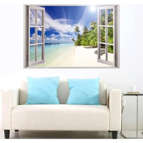 Quality Transparent PVC Wall Stickers Scenery Outside Window 3D Decals For Bedroom Living Room Decor Wallsticker Mural Household