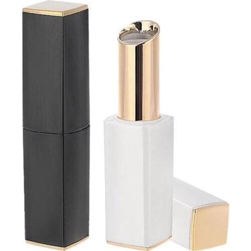 Empty Lipstick Tube with Magnet, Lipstick Packaging Bottle Black Frost Lip Balm Tube Oblique Edge Cosmetic Containers F20173006