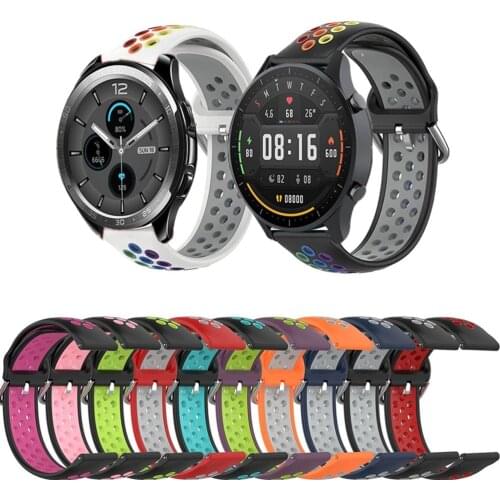 Rainbow Silicone Strap For Xiaomi Watch Color MI Smart Watch Bands For VIVO Watch 42mm 46mm Breathable Sport Bracelet Waterproof