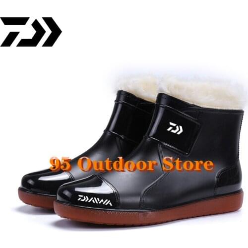 Daiwa Rain Boots Mens Rubber Boots Fishing Water-proof Rainboots Anti-skid Colorful Unisex Ankle Boots Light Water Shoe Flat He