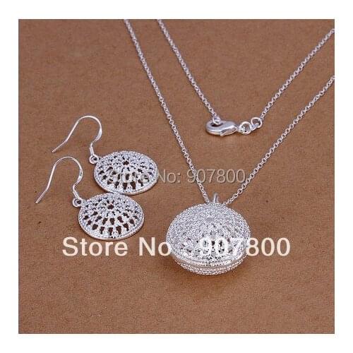 S202 Fashion Jewelry Set Silver color necklace & earrings wedding gift for woman Top quality factory price